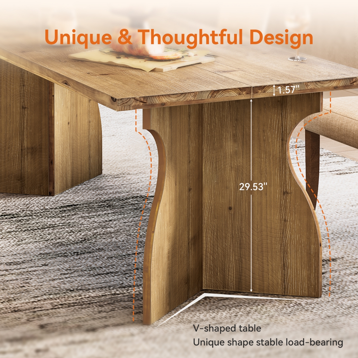 Tribesigns 70.87" Black Dining Table for 6-8, mid-century modern design with double pedestal, rectangular wooden desk for kitchen or living room