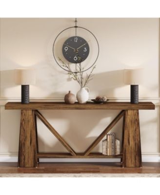 70.9-Inch Long Console Table, Farmhouse Entryway Table with Storage, Narrow Sofa Console Behind Couch