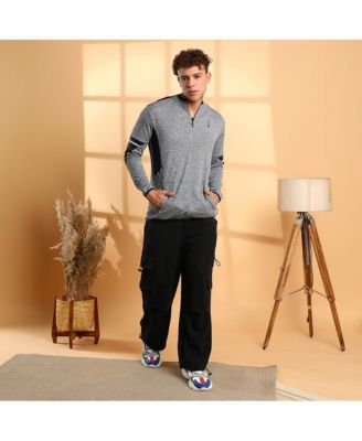 Men's Grey Heathered Activewear Jacket With Contrast Detail