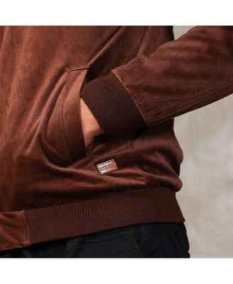 Men's Contrast Sherpa-Lined Suede Bomber Jacket