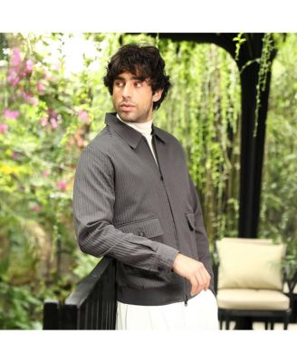 Men's Moon Grey Zip-Front Lined-Tactile Jacket