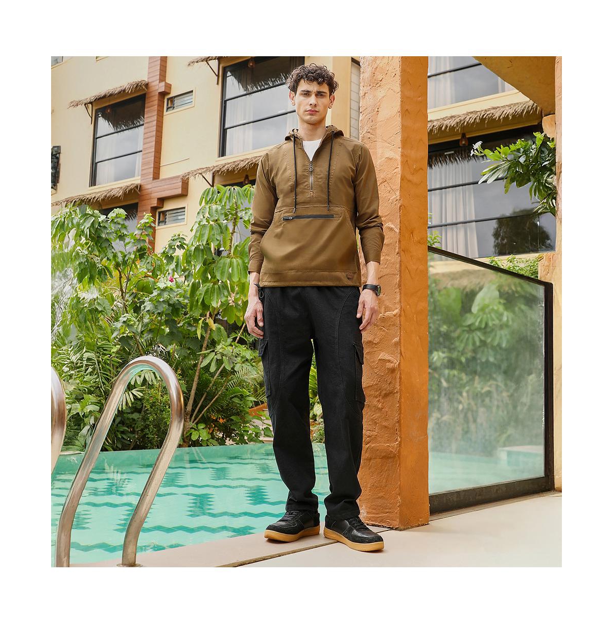 Campus Sutra Men's Olive Brown Utility-Hike Jacket