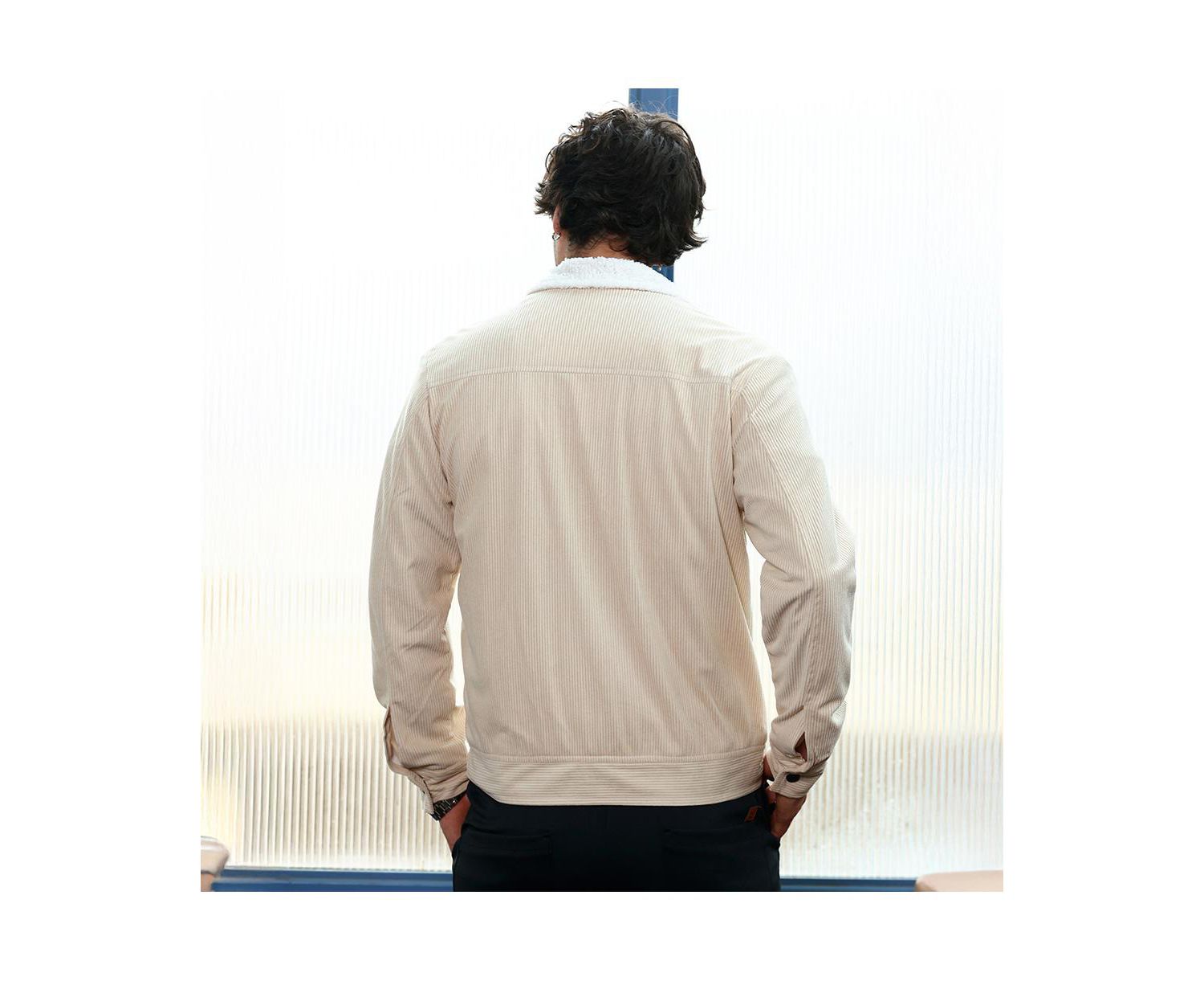 Men's Cream White Utility-Corduroy Jacket