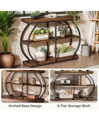 41.3" Console Table, Industrial 3-Tier Entryway Table with Arched Metal Frame and Storage Shelves for Living Room