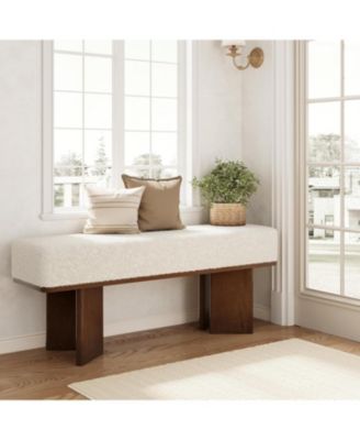 47-in Shoe Bench with Cushion, Modern Entryway Bench, Rectangle End of Bed Bench