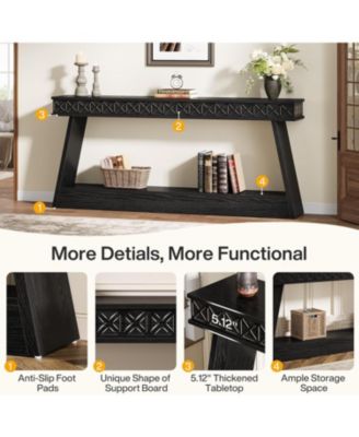 Modern Console Table, 71-Inch Extra Long Entryway Table with Storage, 2-Tier Narrow Sofa Table, Black
