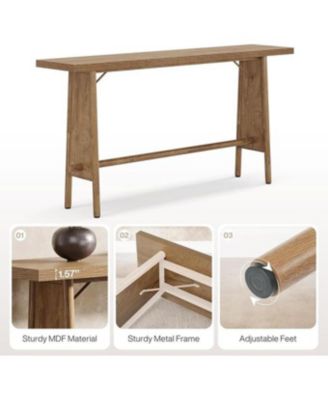 63" Long Entryway Table, Modern Console Table with Metal Legs, Wooden Sofa Console Behind