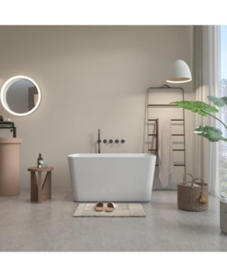 Acrylic Freestanding Soaking Tub with Sit-In Design and Chrome Overflow