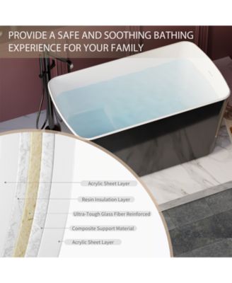 Acrylic Freestanding Soaking Tub with Sit-In Design and Chrome Overflow