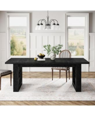 Farmhouse Dining Room Table for 4-6 People, Rectangular Dinner Table