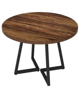 Round Dining Table for 2, 31.5" Industrial Kitchen Table with Metal Base, Small Table for Dining Room