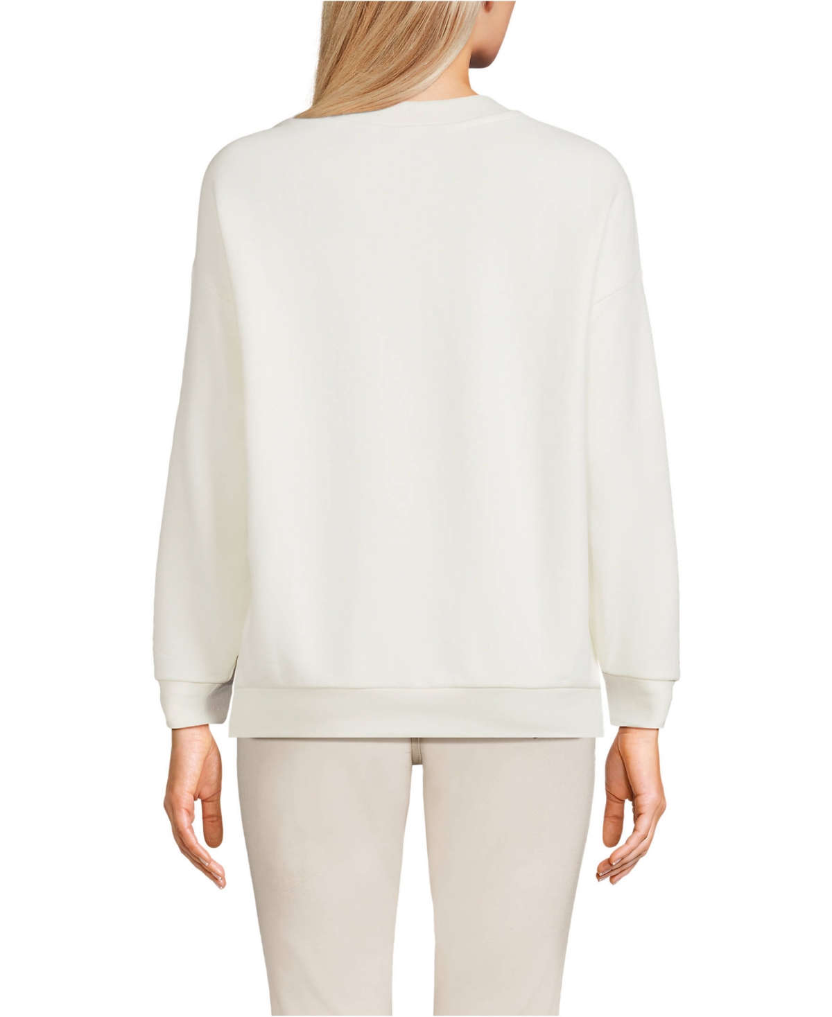 Lands' End Women's Serious Sweats Oversized Long Sleeve Crew Neck Sweatshirt - Set Top
