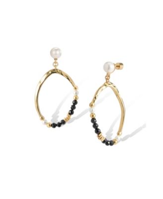 Retro Chic Poseidon Earrings - Black white gold 144$