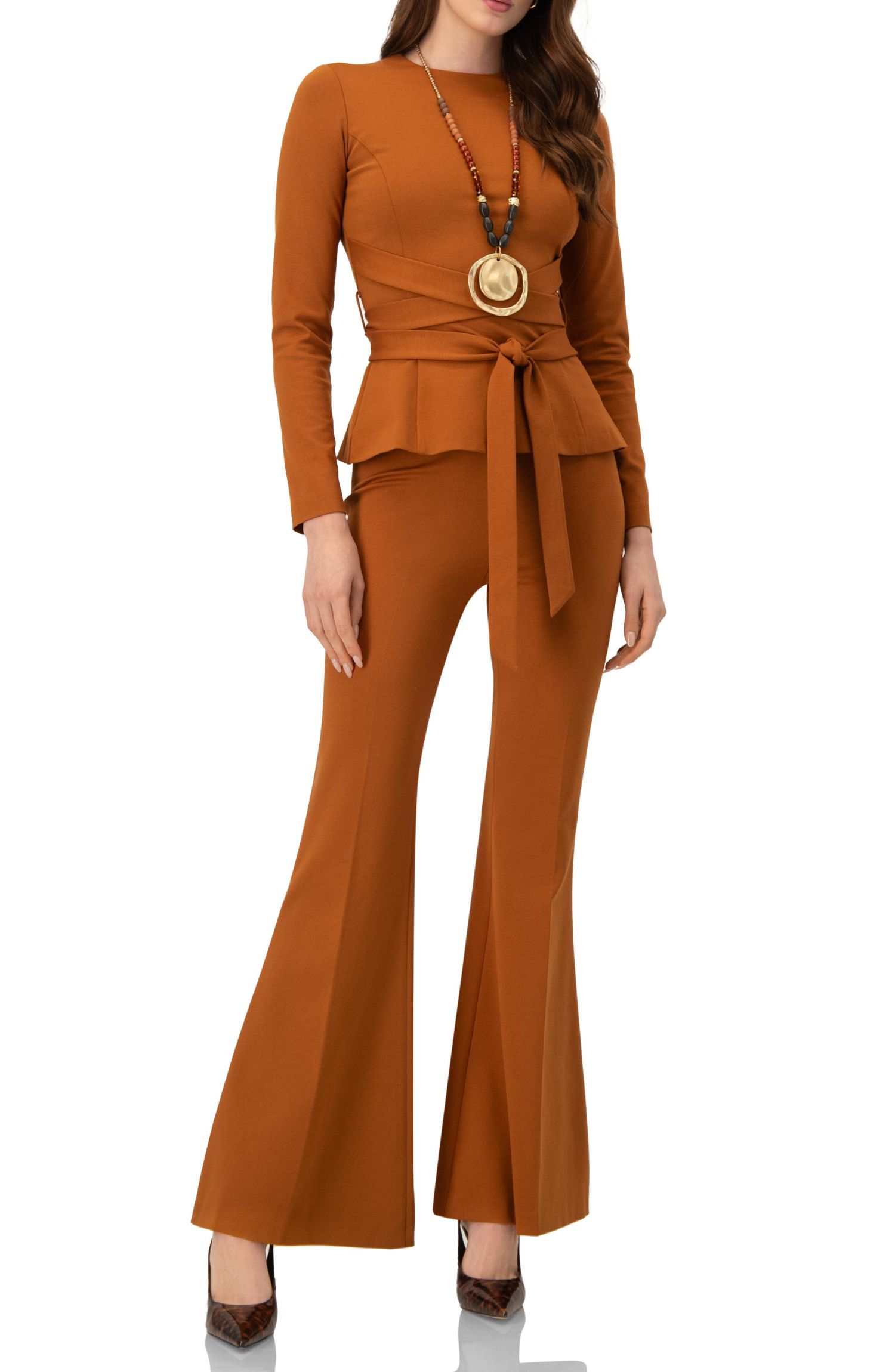 Women's Flared Trousers with Wide Waistband