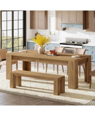 Large Rectangle Farmhouse Kitchen Table with Heavy-Duty Legs – Dining Table for 6–8