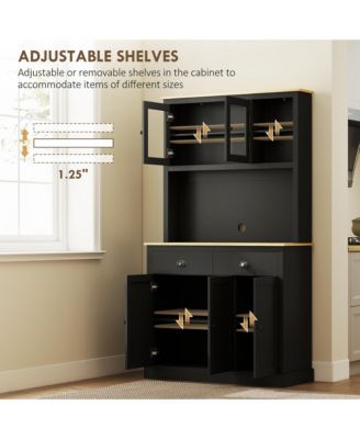 Kitchen Cabinet with Microwave Sd, 71" Pantry Cabinet