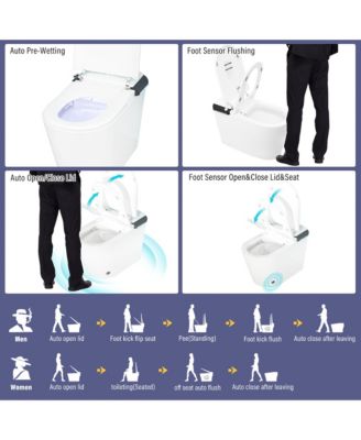 Smart Tankless  Bathroom Fixture,Elongated Heated Seat,Auto Open/Close,Warm Wash/Dryer,Foot Sensor Flush.