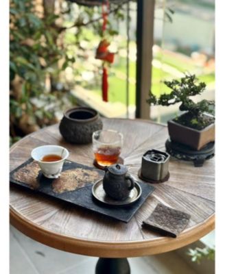 Retro French Country Wooden End Table with Round Pedestal Base