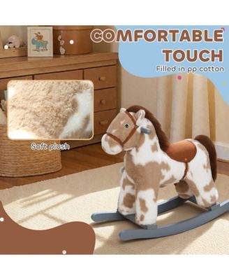 Rocking Horse, Kids Plush Animal Rocker with Realistic Neigh
