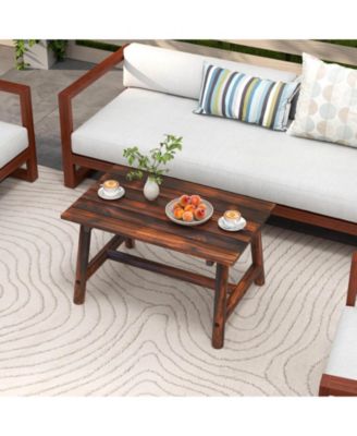 Outdoor Coffee Table with Slatted Rectangle Top, Garden Side Table