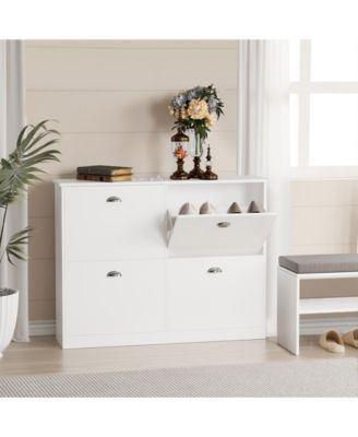 Slim Shoe Cabinet with 4 Drawers for Entryway or Hallway