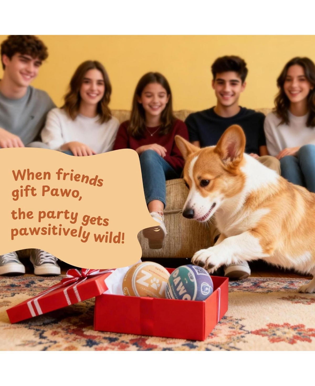 Nocciola Pawo Pouch Dog Squeaky Toy, Funny Stuffed Plush Toy with Crinkle Paper, Cool Stuff for Puppy, Fetch & Chew Toy for Small Medium Dogs