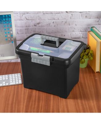 Portable Lockable File Box w/ Extra Compartment & Handle (4 Pack)