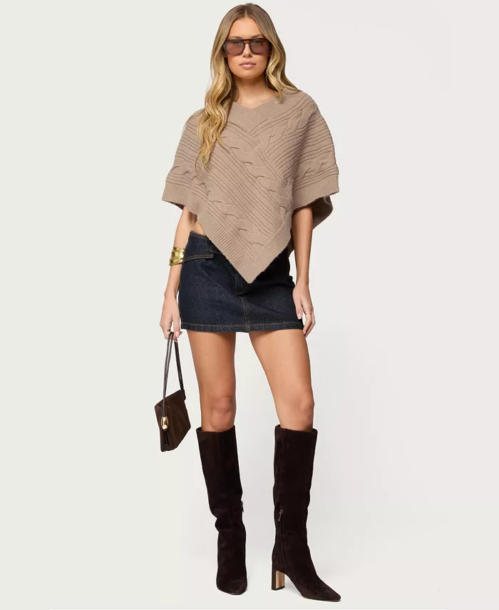 Women's Vickey Cable Knit Poncho - thumbnail 5