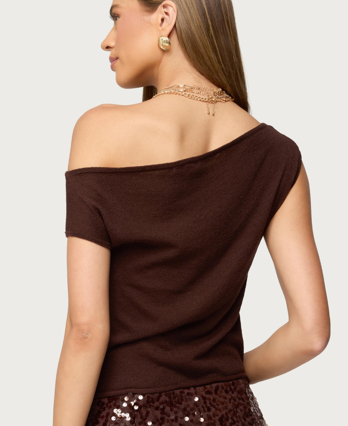 Edikted Women's Holly Glitter Off Shoulder Top