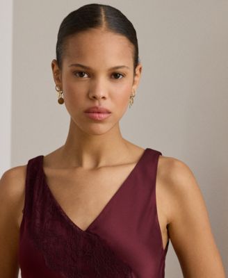 Women's Lace-Trim Charmeuse Cocktail Dress