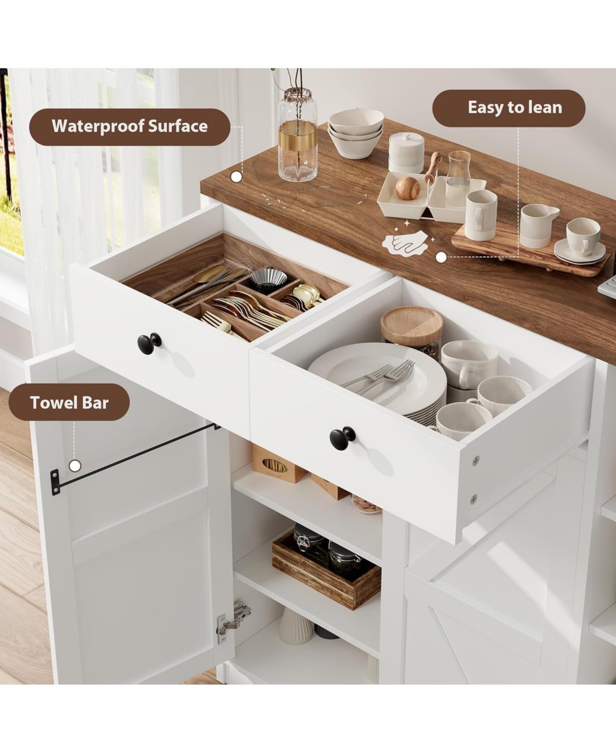 gaomon 42" Tall Shoe Storage Cabinet with Doors and Drawers, Modern 4-Tier Shoe Organizer, 3 Adjustable Shelves, Entryway Shoe Rack Cabinet
