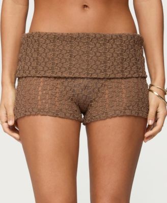 Women's Rye Sheer Textured Foldover Shorts