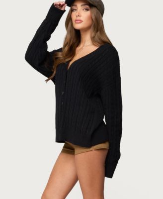 Womens Francine Oversized V Neck Cardigan