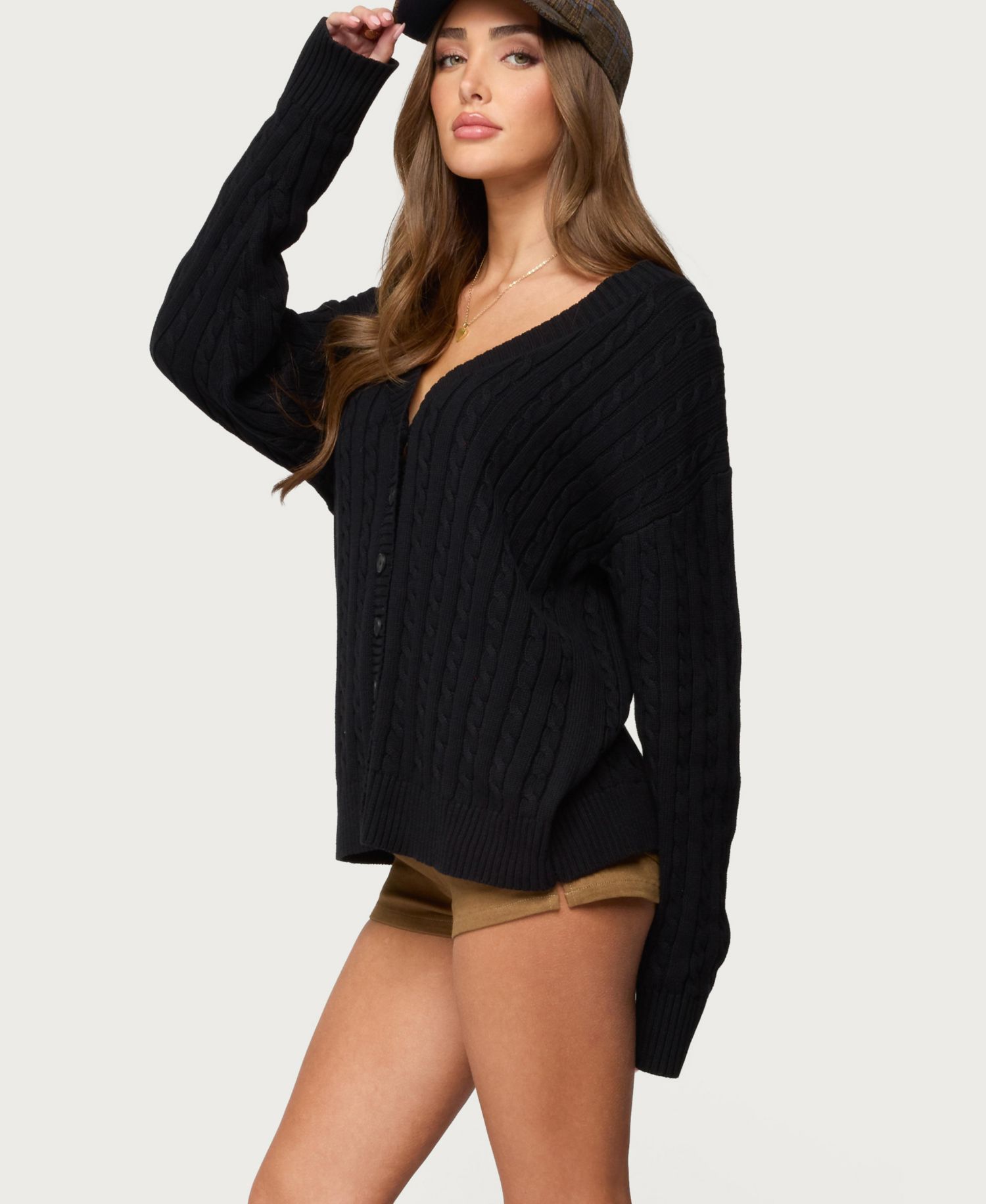 Womens Francine Oversized V Neck Cardigan