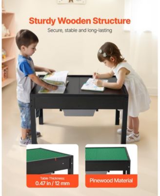 Reversible Activity Table with Building Block Top & Large Storage Capacity