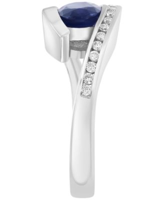 Sapphire (1/6 ct. t.w.) & Diamond (1/6 ct. t.w.) Ring in 14k White Gold