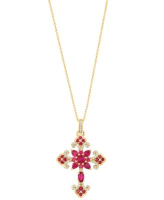 Ruby (2-3/8 ct. t.w.) & Diamond (1/3 ct. t.w.) Pendant Necklace in 14k Rose Gold