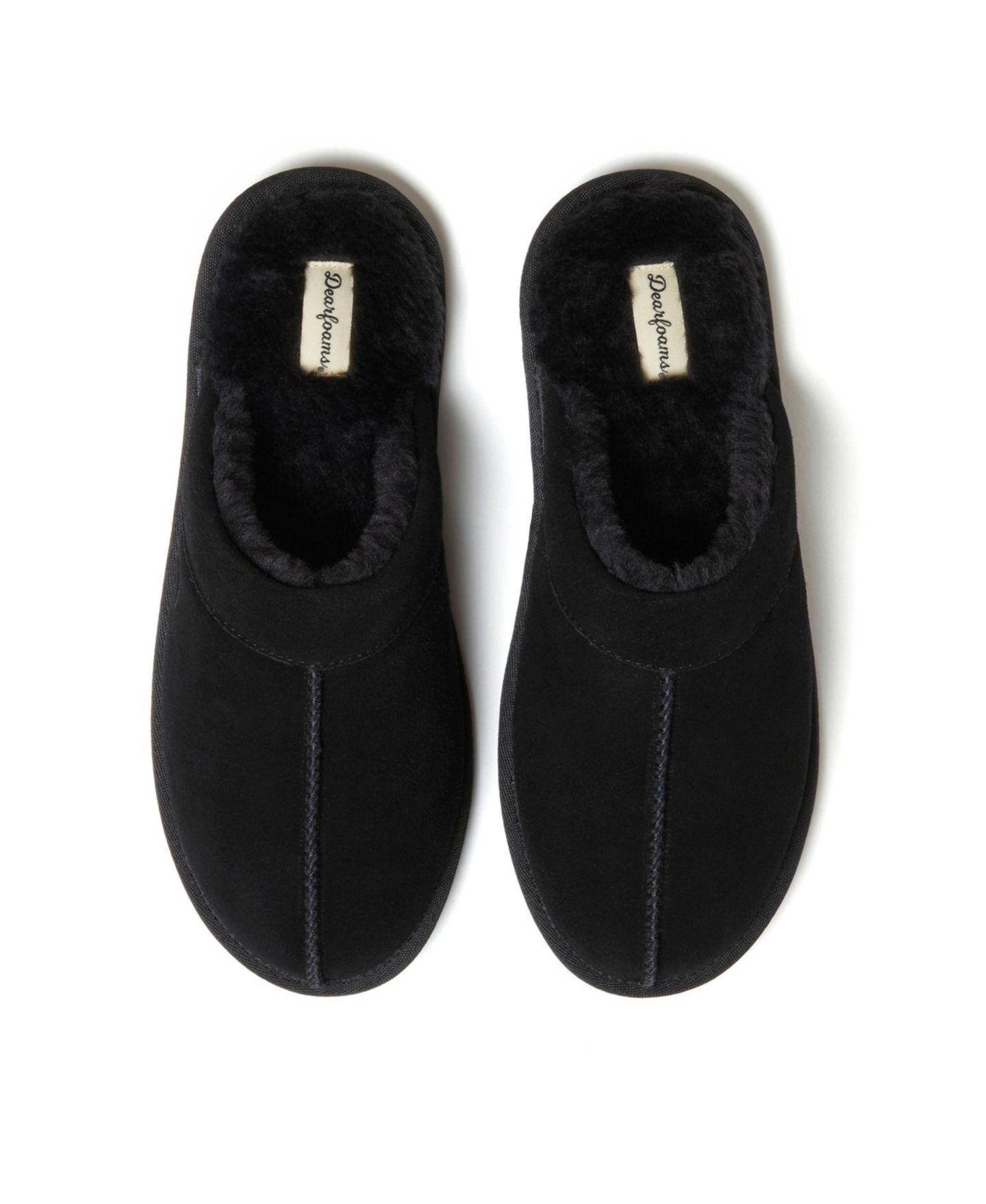 Мужские тапочки Dearfoams Kirk Genuine Suede Scuff House Slipper, цвет: Чёрный — фото 4