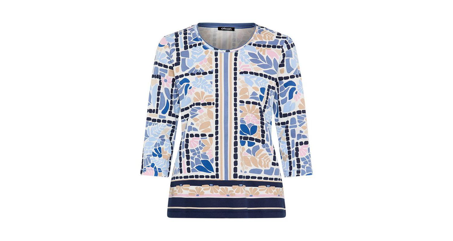 Women's Floral and Border Print T-Shirt