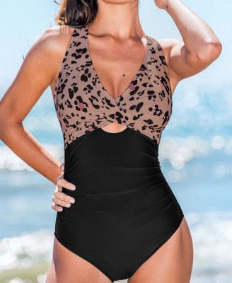 Women's Tummy Control Crisscross Wide Straps One Piece Swimsuit