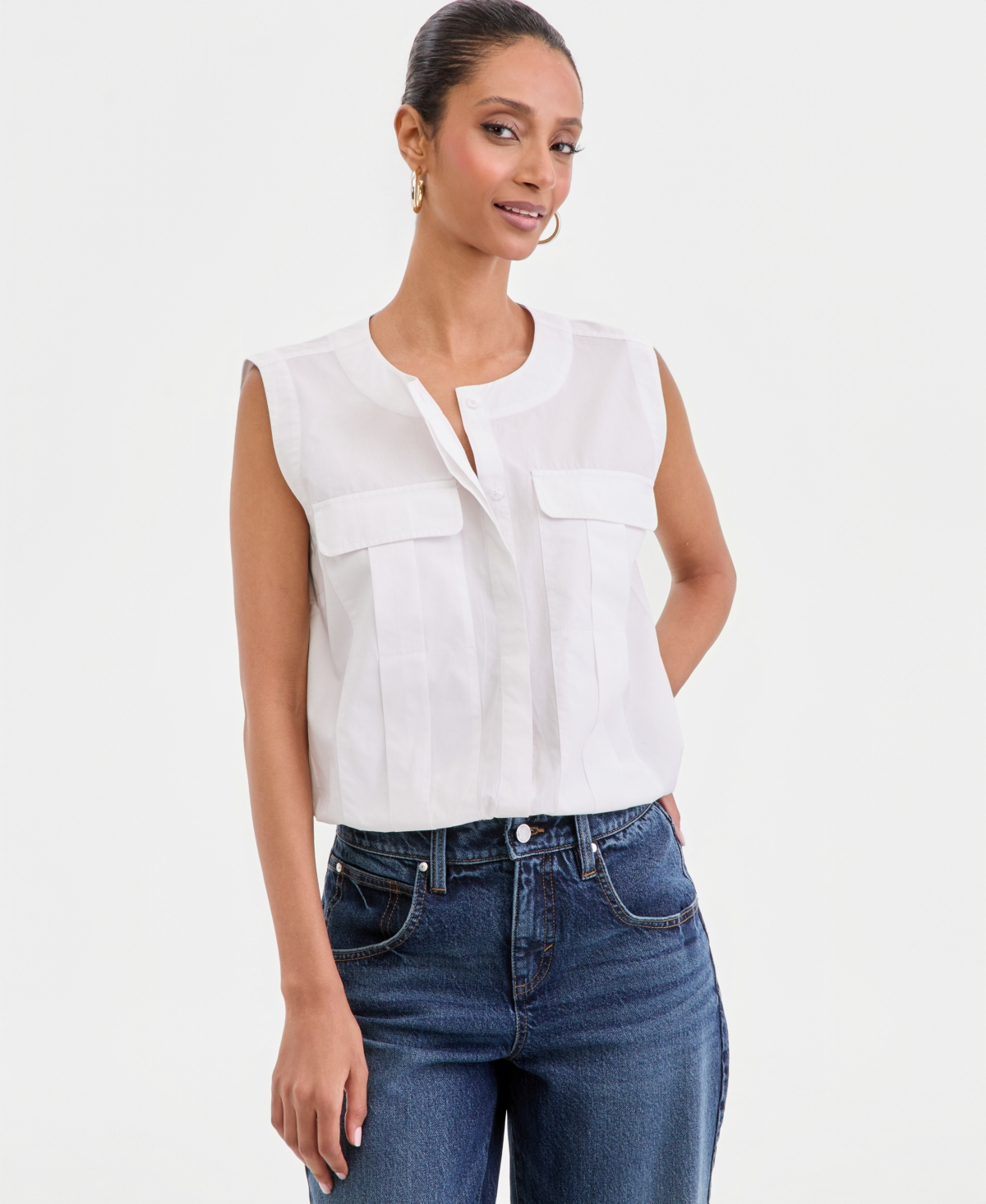 I.n.c. International Concepts Women's Sleeveless Utility Blouse, Macy's Exclusive