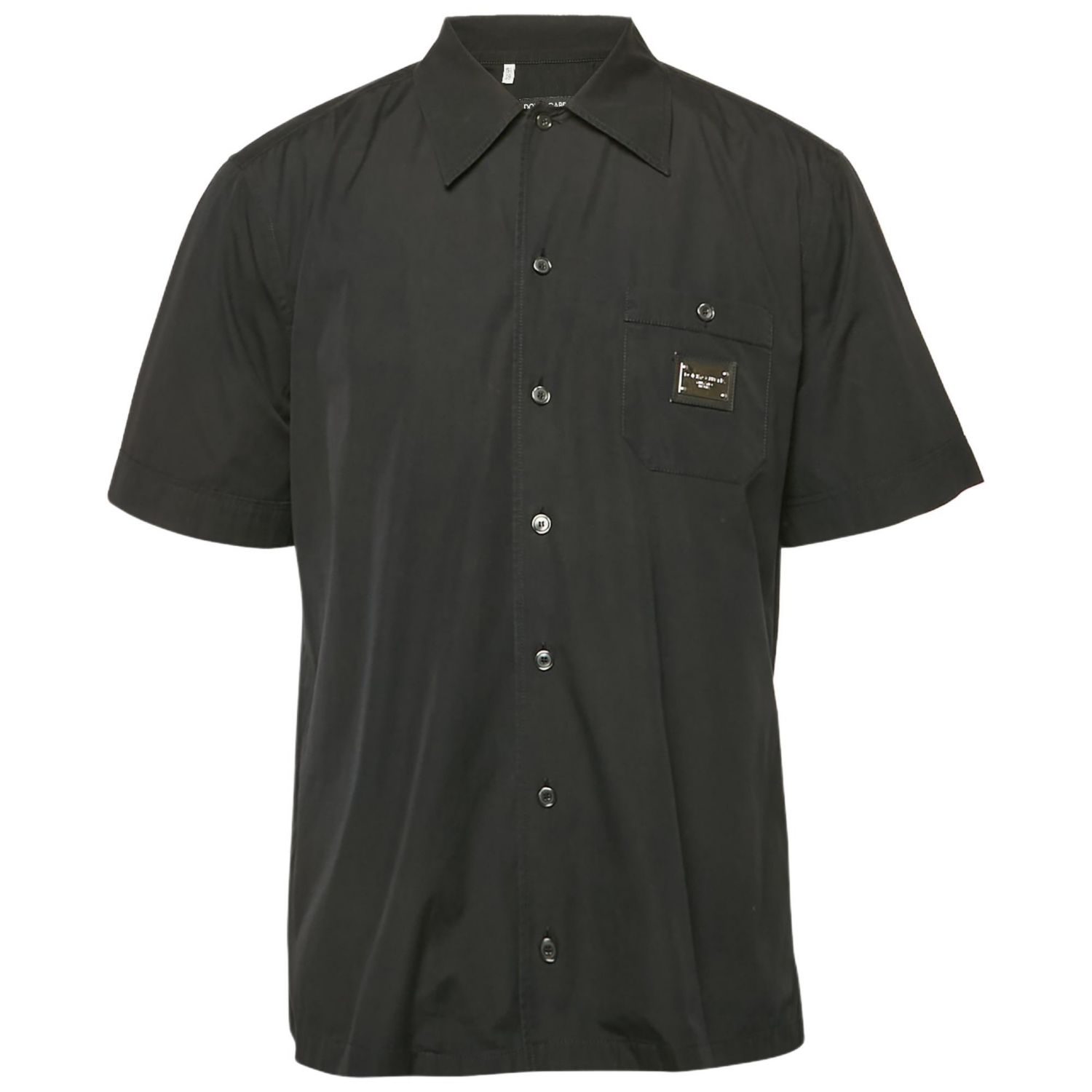 Men's Black Cotton Short Sleeve Shirt