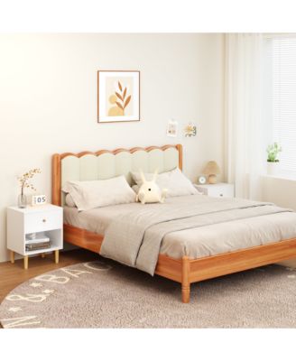 Wooden Nightstand with One Drawer One Shelf in White