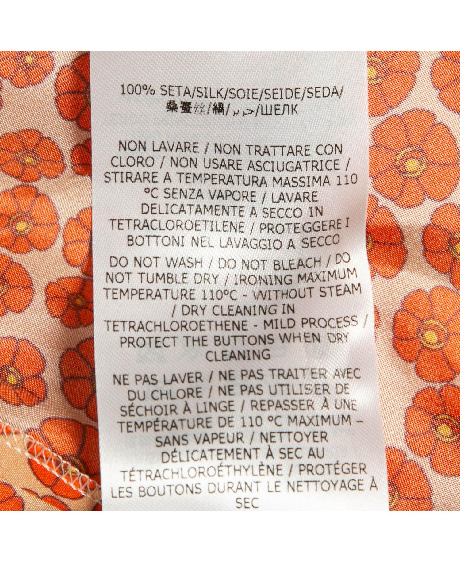 Women's Orange Ditsy Floral Print Silk Trousers