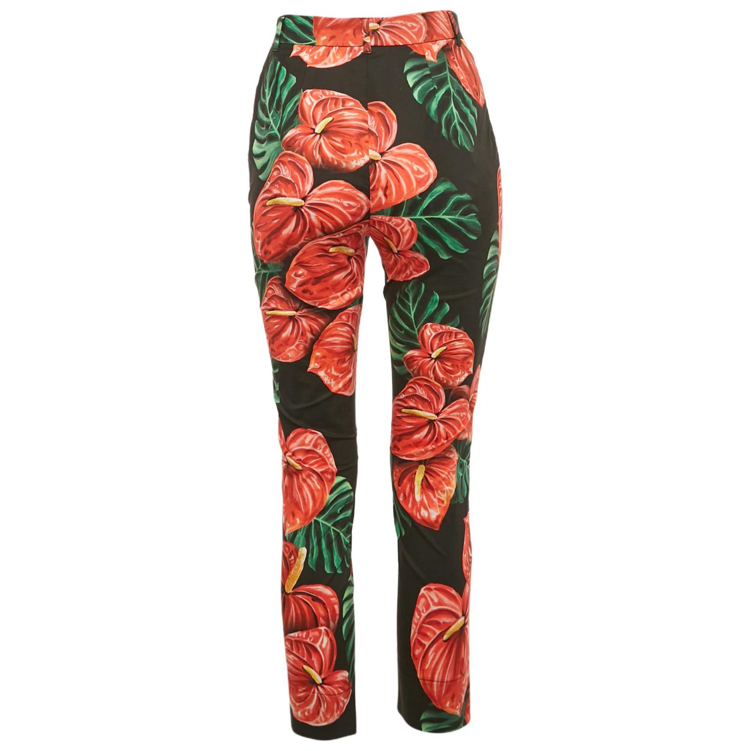 Women's Anthurium Print Cotton Trousers