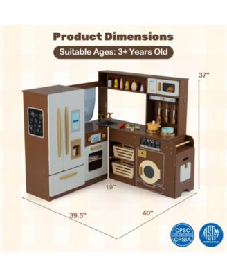 Wooden Corner Play Kitchen Set With Lights Sounds And 22 Accessories