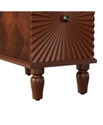 Modern Slim Side Table with 2 Drawers Narrow Nightstand