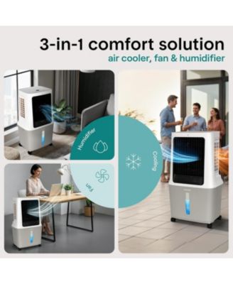 Portable Swamp Cooler Air Conditioner - 2500 CFM Airflow, 8 Gallon Water Tank Portable Evaporative Air Cooler for Room & Outdoors.