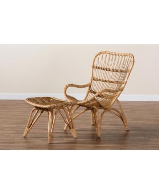 Boxton Studio Earvin 2-Pc. Rattan Bohemian Armchair and Footstool Set