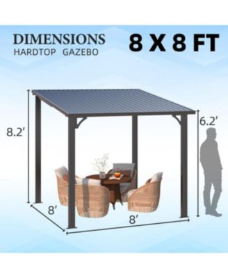8'X8' Hardtop Gazebo Outdoor Pergola Lean to Metal Pergolas